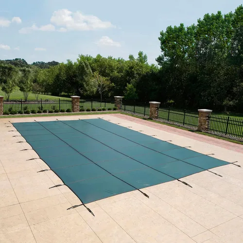 Vista 2 de Cubierta de seguridad rectangular para albercas, para proteger contra la suciedad, Verde
