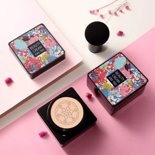 Vista 6 de NUIBO Mushroom Head Air Cushion CC Cream, corrector de cobertura completa y maquillaje de base impecable, cubierta de tatuaje, cobertura de larga