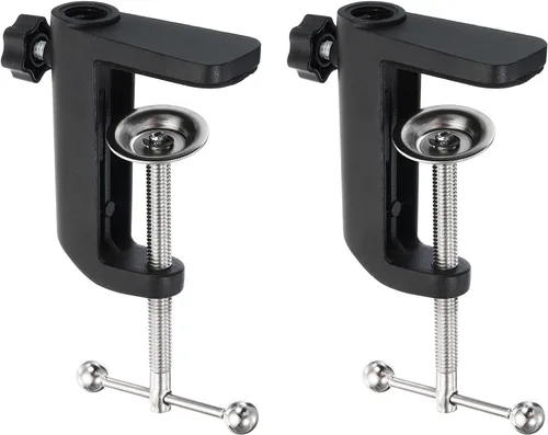 Vista 7 de PATIKIL Abrazadera de escritorio de 0.49 pulgadas de diámetro del orificio, soporte universal ajustable con abrazadera en C para micrófono, brazo