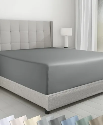 Vista 12 de California Design Den - Sábana bajera ajustable de algodón de 600 hilos, con bolsillo profundo elástico 01 - Blanco brillante