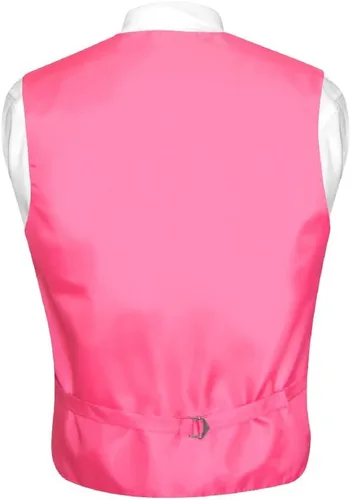 Vista 2 de Conjunto de corbata y chaleco de vestir para hombre de color rosa sólido para traje o esmoquin