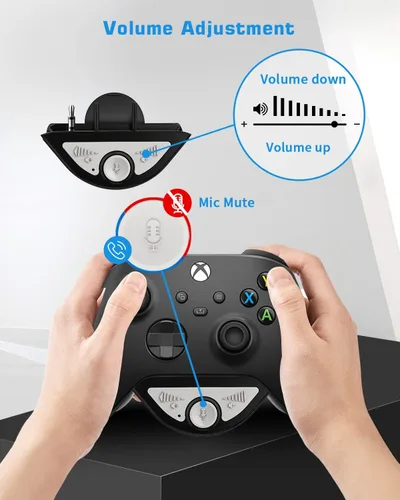 Vista 5 de OLCLSS Adaptador de auriculares Bluetooth para control Xbox, adaptador de auriculares Xbox One, adaptador de micrófono Xbox para Xbox OneOne SXElite
