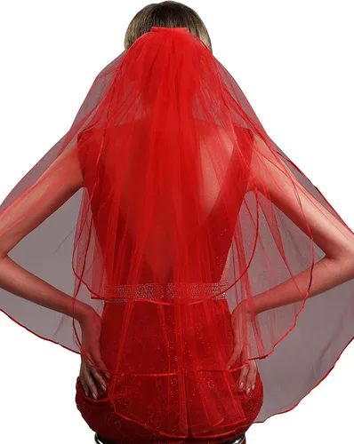 Vista 7 de Velos cortos de boda para mujer con peine de 3 niveles para Halloween, tul velo de novia