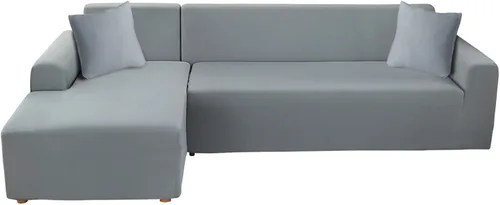 Vista 17 de Fundas de sofá modular, 2 fundas elásticas para sofá en forma de L, diván, muebles, funda protectora para niños, perros y mascotas con 2 fundas