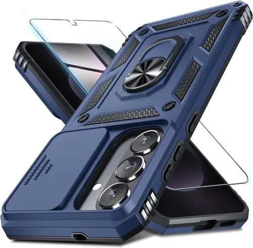 Vista 11 de Janmitta Compatible con Samsung Galaxy S24 FE Funda con Cubierta Deslizante Integrada para Lente de Cámara+Protector de Pantalla+Soporte de Anillo