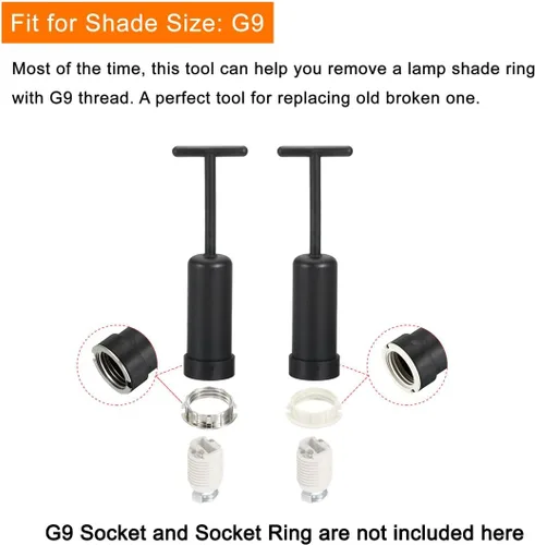 Vista 5 de MECCANIXITY Herramienta de extracción de anillo de enchufe G9, accesorios de reemplazo de luz, PVC negro, paquete de 2