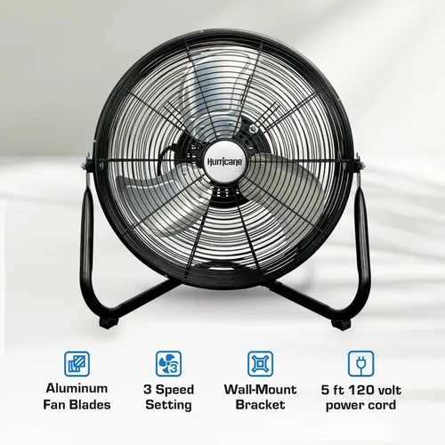 Vista 2 de Hurricane Pro - Ventilador de metal de alta velocidad, Negro, 16