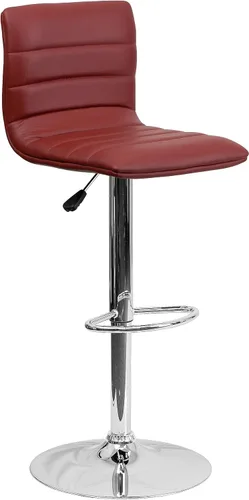 Vista 9 de Flash Funiture silla de bar ajustable con base cromada, Negro