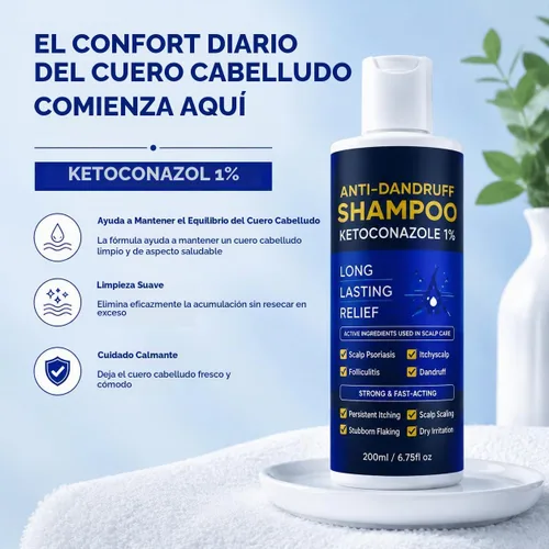Vista 2 de Ketoconazole 1% Champú anticaspa Picazón Cuero cabelludo Flake Control 6.8 Champú anticaspa Cuidado del cuero cabelludo Ayuda a controlar