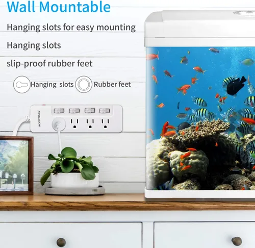 Vista 6 de ROOTOMA Regleta protectora de sobretensiones con interruptores individuales, certificado ETL, cable de extensión largo de 6 pies 14 AWG 1875 W/15 A