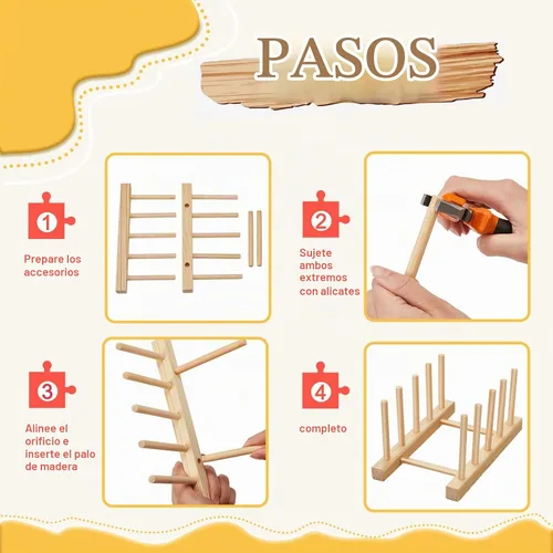 Vista 4 de Barydat - Soporte de exhibición de rompecabezas de madera de 2 piezas, organizador de estante para guardar tapas de ollas, soporte