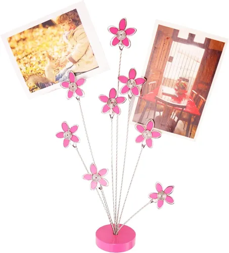 Vista 10 de Portafotos de Árbol Genealógico de 8 Ramas, Soporte de Clips de Tarjetas y Fotos para Escritorio, Soporte para Notas de Memo, Papel y Fotos