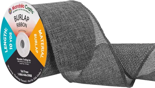 Vista 52 de Mandala Crafts Cinta de arpillera negra de 1.5 pulgadas de ancho para manualidades, rollo de 20 yardas de cinta rústica de arpillera para coronas