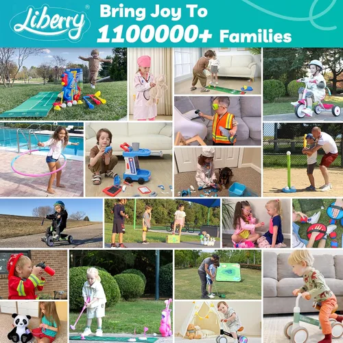 Vista 9 de Liberry Tball Set para niños pequeños con soporte de pelota de altura ajustable, base pesada y bate de béisbol para niños, juguetes deportivos, Verde