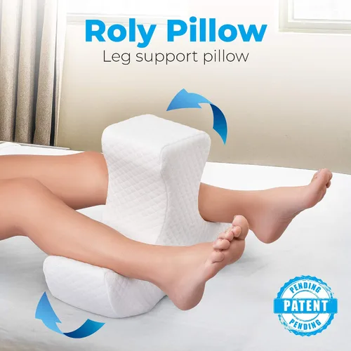 Vista 2 de Almohada de espuma viscoelástica para dormir, diseño único patentado, combina la función de la almohada de rodilla y almohada de media luna