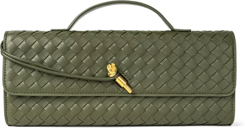 Vista 17 de Joryin Bolso tejido para mujer, bolso de mano de cuero tejido, bolso cruzado, bolso formal de noche, cuero vegano