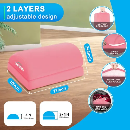 Vista 3 de TALSTILA Reposapiés para debajo del escritorio en el trabajo, reposapiés debajo del escritorio, reposapiés ergonómico de 2 alturas ajustables
