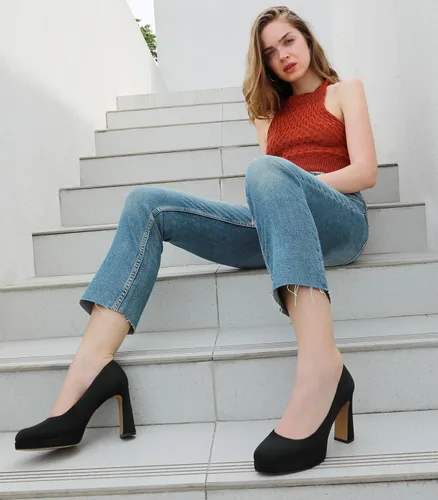 Vista 6 de Ankis Platform Heels Womens Pumps Black White Nude Closed Toe Chunky Heel Shoes