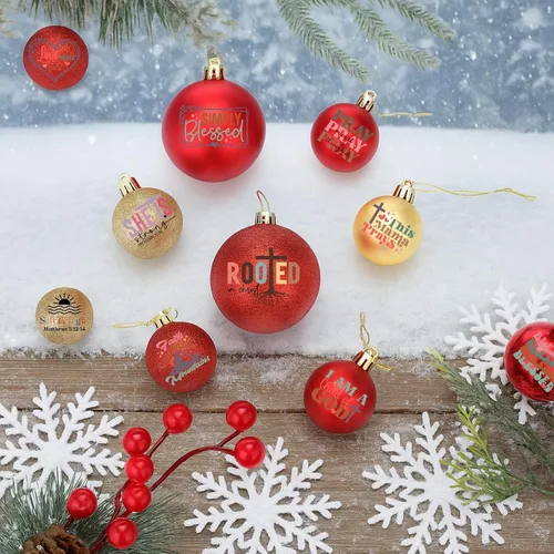 Vista 4 de Fainne 100 piezas de calcomanías navideñas con palabras para manualidades, calcomanías de vinilo navideñas inspiradoras, impermeables, calcomanías