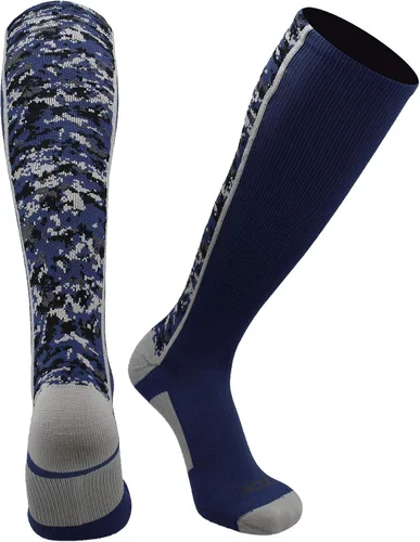 Vista 4 de TCK Calcetines de béisbol y fútbol americano de camuflaje digital para jóvenes, niños y hombres - Longitud por encima de la pantorrilla Negro