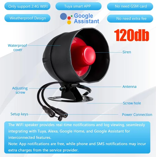 Vista 4 de Alarma WiFi Sistema de seguridad para el hogar, sistema de alarma de 120 dB con sensor de movimiento y control remoto, sistema de seguridad