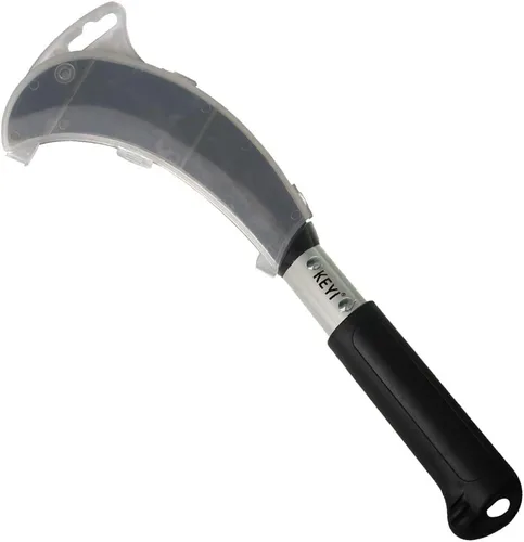 Vista 7 de Cuchillo de hoz de hoja de acero al carbono con mango de aluminio, para hierba, granja, cosecha, agricultura, hoz de deshierbe