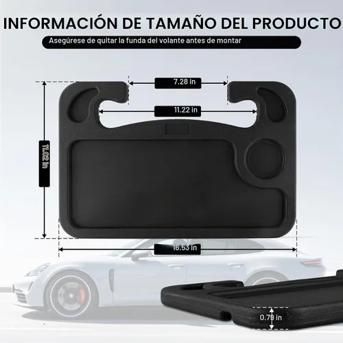 Vista 3 de JUSTTOP Escritorio de Volante de Coche para Laptop, Accesorios Multiusos de Coche para Viajes, Bandejas de Soporte de Asiento de Coche para Comer