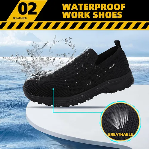 Vista 3 de Zapatos de trabajo antideslizantes para hombre, zapatos de chef impermeables para cocina, hospital, antideslizantes, con amortiguación de aire