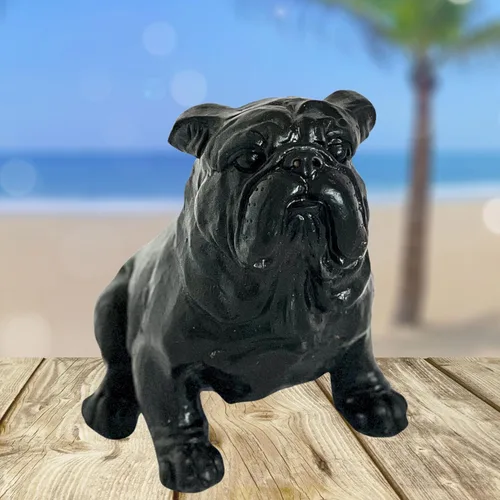 Vista 8 de Bellaa 23073 - Estatua de bulldog vintage, rústica, envejecida, mascota, estatuilla de popa, escultura de antigüedades, animales de granja, jardín