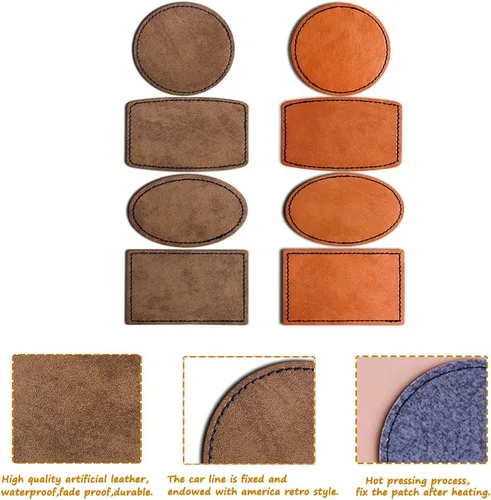 Vista 3 de 80 parches en blanco para sombreros, parches adhesivos de piel sintética para sombreros, reparación personalizada, suministros láser para coser