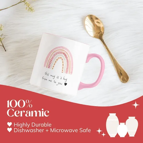 Vista 9 de Unboxme Gifts Hug in a Mug – Taza de café rosa de 12 onzas con cita sincera, un regalo para que tu mejor amiga, hermana o mamá sienta tu amor