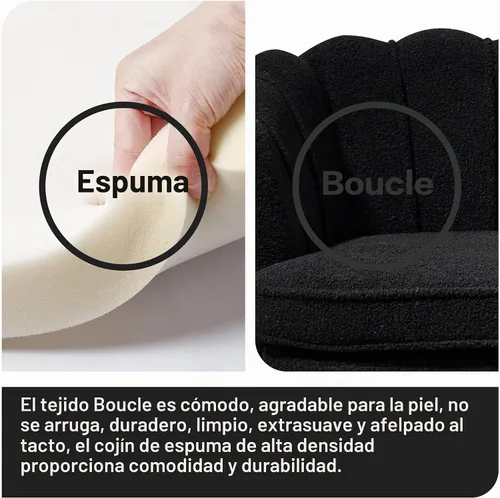 Vista 4 de Sofá pequeño tapizado de 2 plazas, color negro