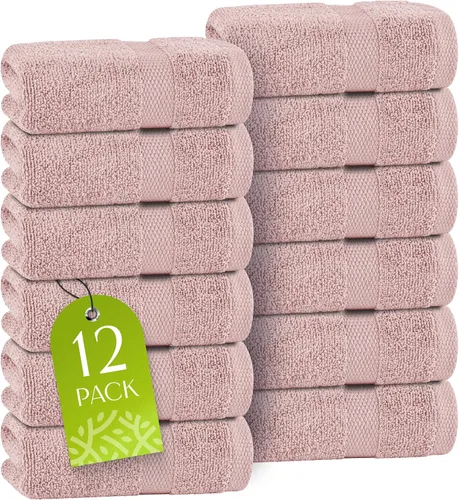 Vista 14 de Toallas de mano blancas clásicas para baño [paquete de 12] Toallas de mano de algodón a granel para gimnasio, cocina y spa, 16x27 pulgadas, toallas