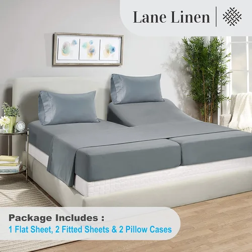 Vista 342 de LANE LINEN - Sábanas individual 100% algodón egipcio suave, cómodo y grueso de calidad de hotel, costuras reforzadas totalmente elásticas, sin