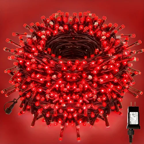 Vista 16 de Cadena de 300 luces LED para árbol de Navidad de 105 pies, luces navideñas enchufables con 8 modos y certificación UL, luces para interiores