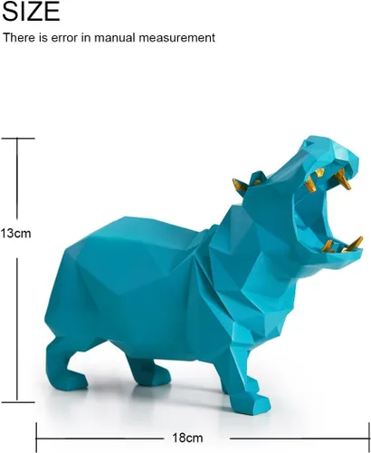 Vista 2 de HAUCOZE Estatua de hipopótamo, escultura de animal, figura moderna para decoración del hogar, decoración del hogar, arte de mesa, regalo para Azul