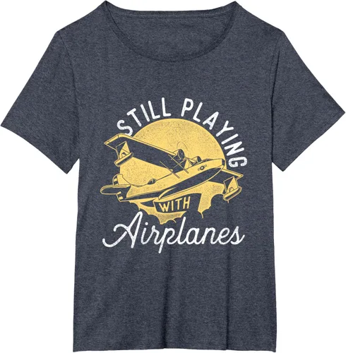 Vista 76 de Still Playing With Airplanes - Camiseta de control remoto RC Avión Piloto, Negro