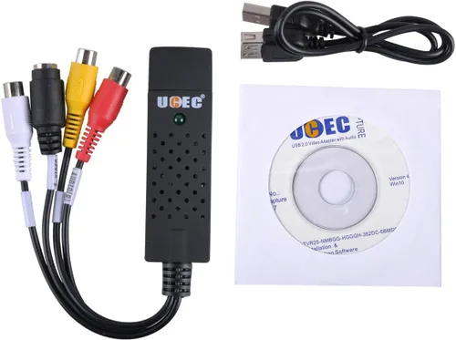 Vista 7 de UCEC Convertidor RCA a USB, dispositivo de tarjeta de captura de audio y video USB 2.0 para PC, convertidor de video analógico a digital