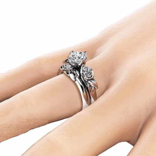 Vista 3 de Highs Lows Ring With Zirconia New Ring Water Drop Diamond Women's Ring Creative Pair Fat Rings