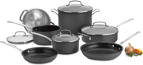 Vista 2 de Cuisinart Juego de 11 piezas de utensilios de cocina, Negro, Chef's Classic antiadherente con anodizado duro, 66-11