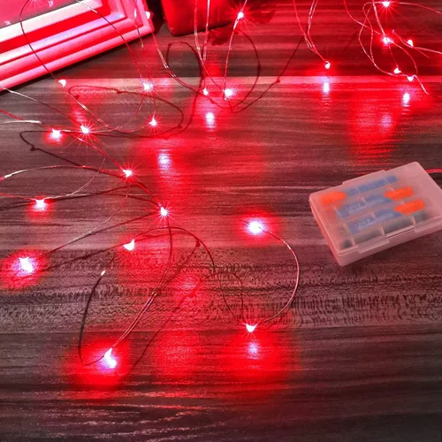 Vista 10 de RUICHEN Guirnalda de 50 luces LED de alambre de cobre de 16 pies, funciona con pilas, para Navidad, Halloween, fiestas, bodas, centros de mesa