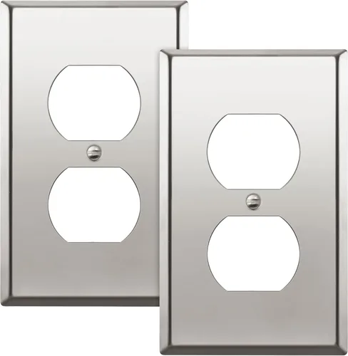 Vista 20 de ENERLITES Placa de pared de metal para tomacorriente receptáculo dúplex, cubierta de salida de acero inoxidable, resistente a la corrosión