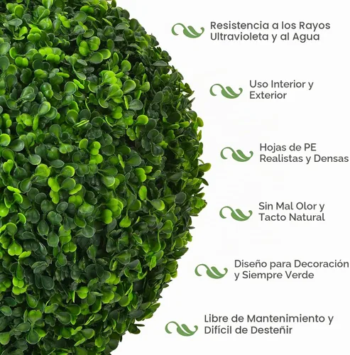 Vista 5 de Goplus 2 bolas topiarias artificiales de 15.7 pulgadas, bolas redondas de boj de imitación para exteriores, esferas de jardín decorativas