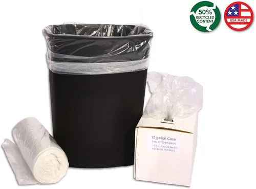 Vista 3 de RESILIA Bolsas de basura altas de 15 galones, 20 bolsas de reciclaje transparentes, 1 mil, 0.001 pulgadas de grosor, 24 x 33 pulgadas