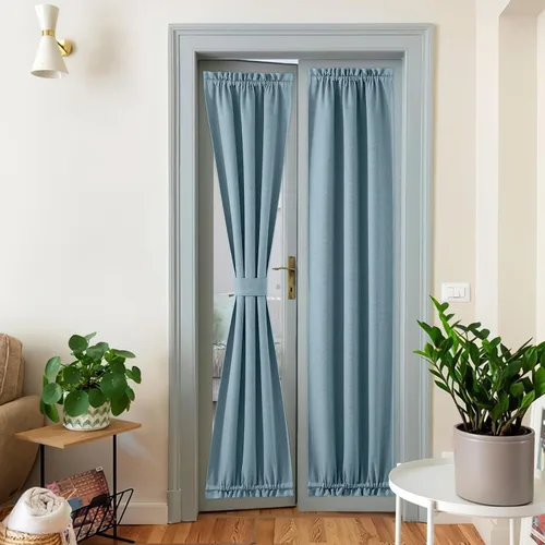 Vista 161 de NICETOWN Cortinas de Lino para Puerta Lateral - Cortinas Opacas con Aislamiento Térmico para Puerta Delantera Francesa para Sombra Pequeña