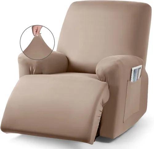 Vista 18 de TAOCOCO Sofá reclinable con funda de consola central, 4 piezas de tela de poliéster elástica, protector de muebles suave y lavable