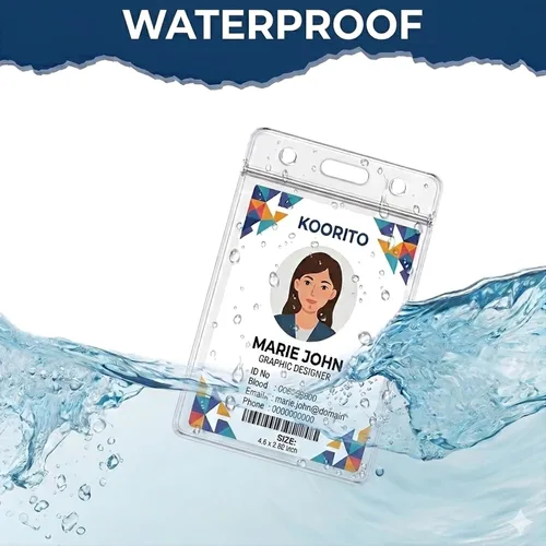 Vista 5 de 15 soportes verticales para tarjetas de identificación, transparente, impermeable, soporte de plástico para placa de identificación, para oficina