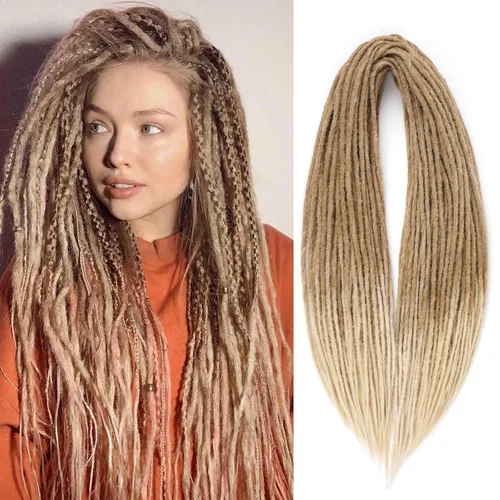 Vista 17 de Leeven Extensiones de Rastas Sintéticas de Doble Punta de 24 Pulgadas 30 Hebras Rastas Boho 613 Rubio 3 Estilos Mixtas Onduladas Rizadas DE Rastas