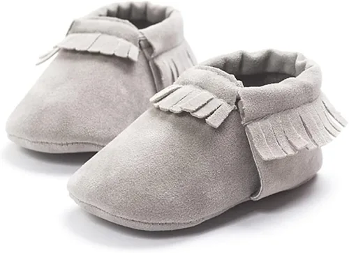 Vista 3 de Meckior Mocasines de primera calidad con borla y lazo para bebés y niñas, con suela suave, antideslizante, para cuna, bautizo, zapatos, Negro