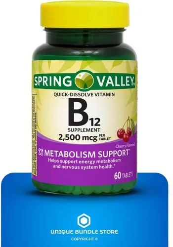 Vista 5 de Vitamina B12 de 2500 mcg de disolución rápida, 60 tabletas, sabor a cereza, vitamina B 12 de alta potencia, suplemento diario de vitamina B12